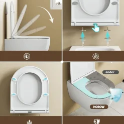 HOROW Hangtoilet - Softclose Toiletbril - Randloos Diepspoel - Glans Wit - Wc Pot - 36x53x36.5cm