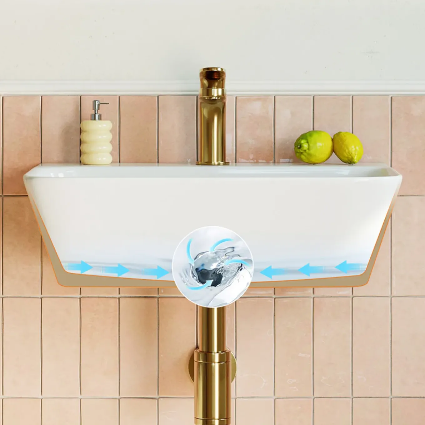 Horow-keramische Wandwastafel-wit-46x31 Cm-wastafel Voor Badkamer