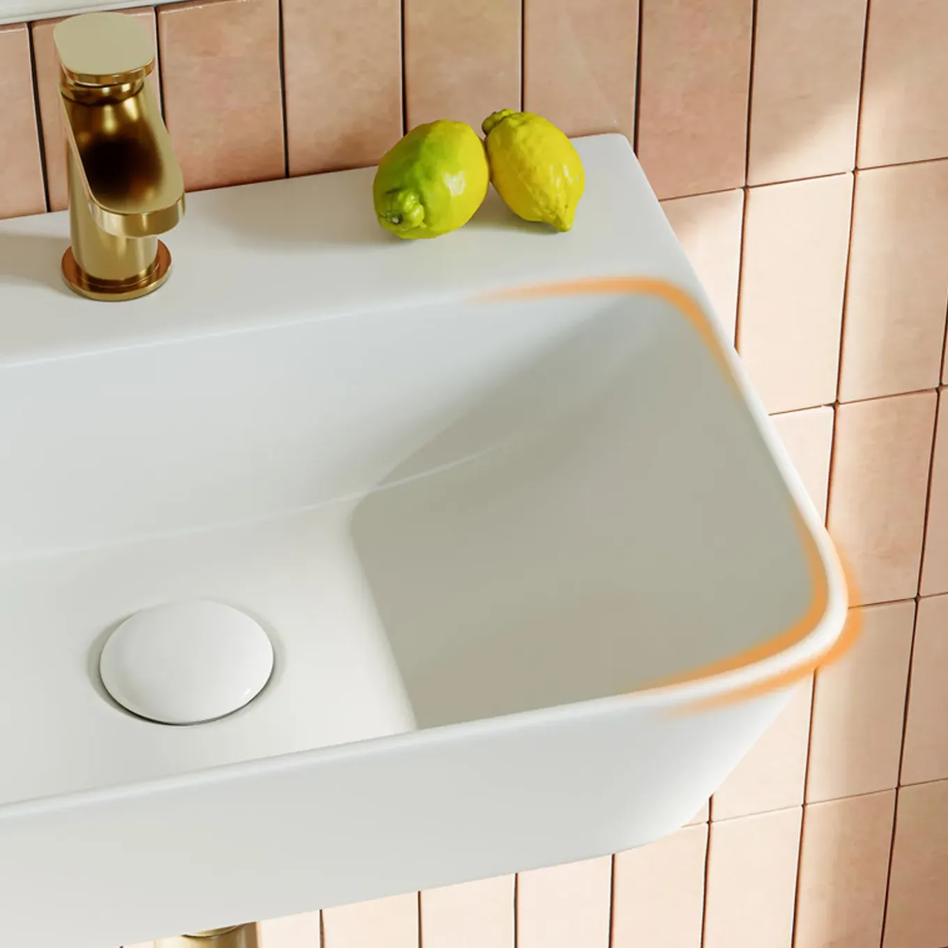 Horow-keramische Wandwastafel-wit-46x31 Cm-wastafel Voor Badkamer