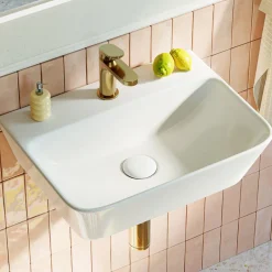 Horow-keramische Wandwastafel-wit-46x31 Cm-wastafel Voor Badkamer