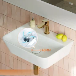 Horow-keramische Wandwastafel-wit-46x31 Cm-wastafel Voor Badkamer