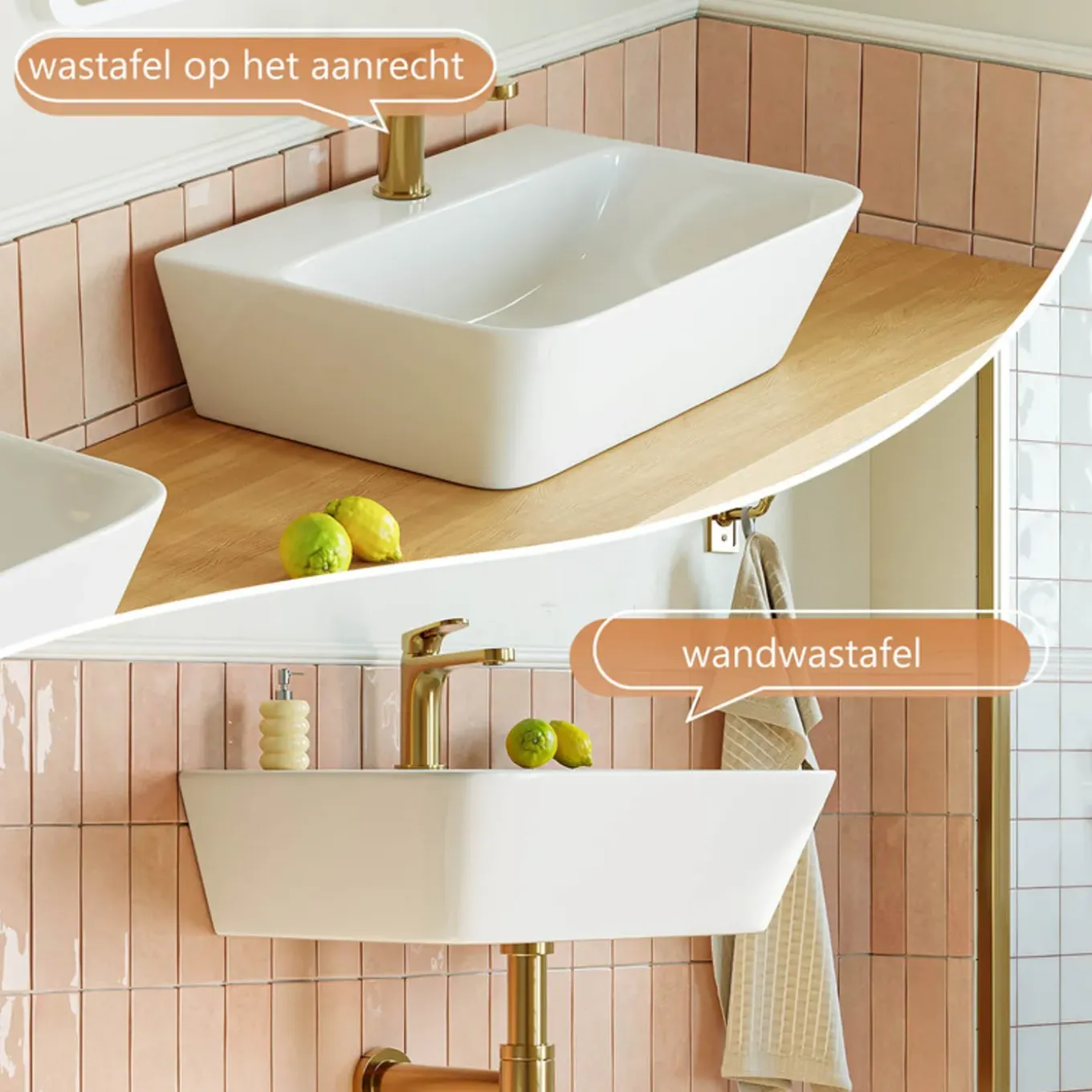 Horow-keramische Wandwastafel-wit-46x31 Cm-wastafel Voor Badkamer