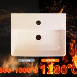 HOROW Keramische Wastafel Wandmontage Glans Wit 39x30 Cm - Toiletfontein - Badkamer