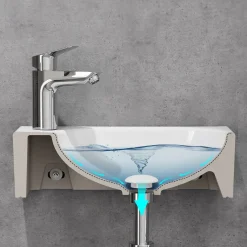 HOROW Toiletfontein - Wandfontein - Keramiek - 40x22x11 Cm - Glans Wit - Kraangat Links