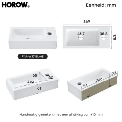 Horow-toiletfontein-wandmontage-keramiek-glans Wit-37x18x9 Cm-kleine Wastafel