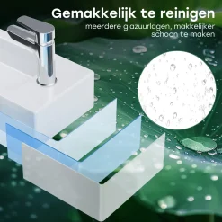 Horow-toiletfontein-wandmontage-keramiek-glans Wit-37x18x9 Cm-kleine Wastafel
