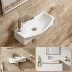 Horow Toiletfontein - Wandmontage - Keramiek - 45x22x13 Cm - Wit - Kraangat Links
