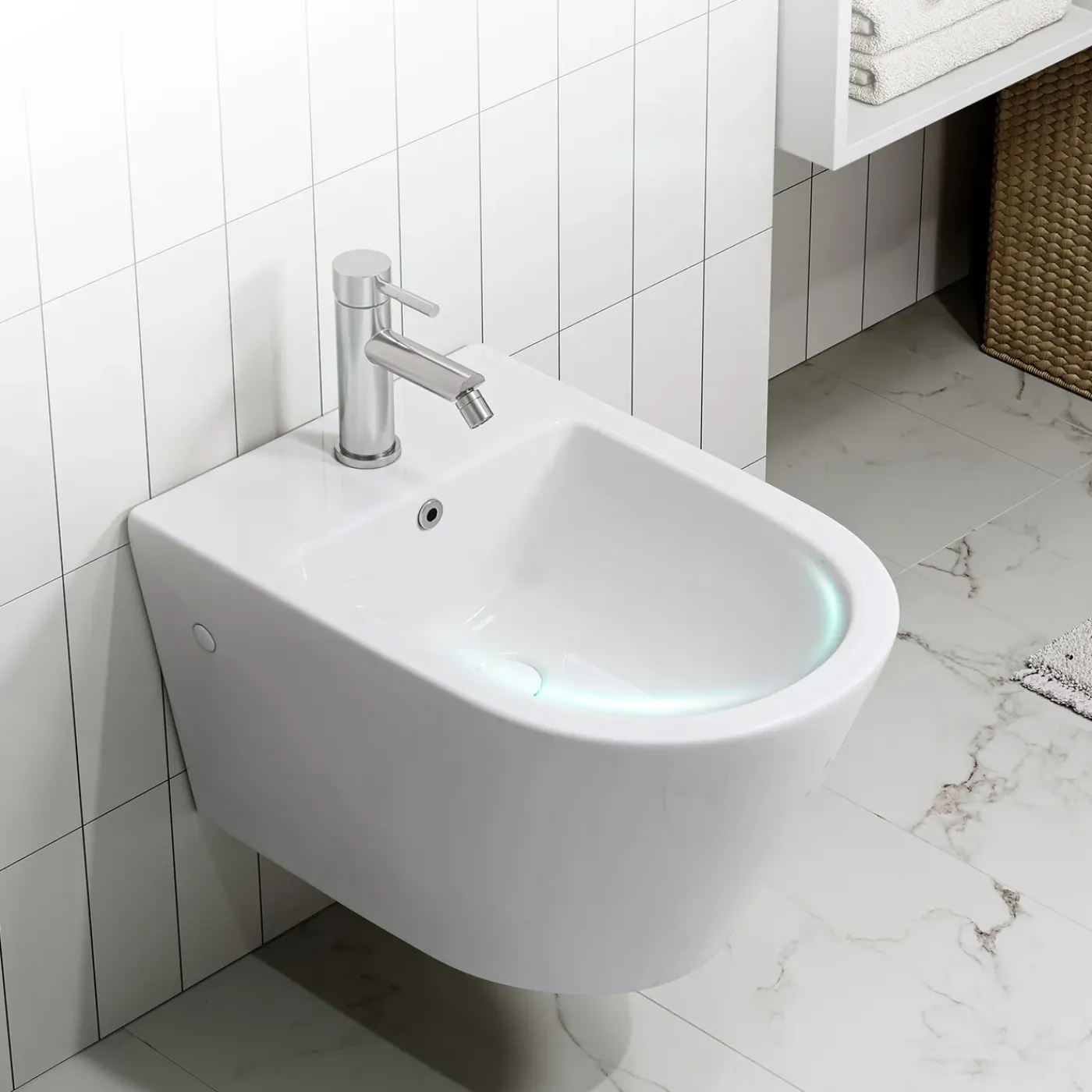 HROW Horow Wandbidet - Keramiek - Wit - Ruimtebesparend - 52,5 X 36,5 Cm