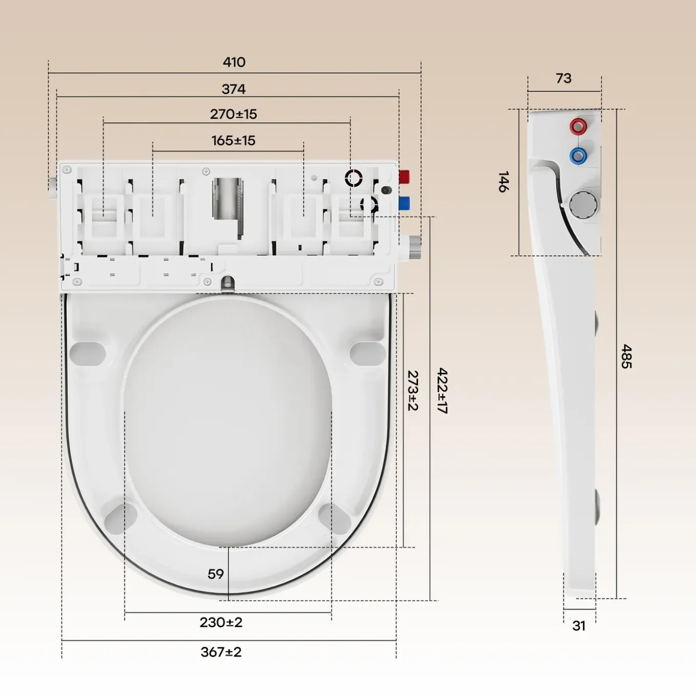 Horow - Wc-bril - Bidet - Soft Close - Zonder Elektriciteit - Glanzend Wit