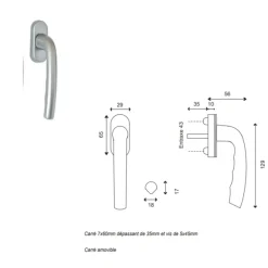 Houten Raam 1 Vleugel H60 X L50 Trek Rechts Ribben Paneel + Handgreep (ref 010220f9)