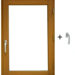 GD Menuiseries Houten Raam 1 Vleugel H60 X L60 Trek Rechts Ribben Paneel + Handgreep (ref 010220f9)