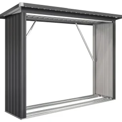 CollaHausse Houtopslag - Gegalvaniseerd Staal Donkergrijs - 213x66,5x150 Cm - Verhoogde Basis Hellend Dak
