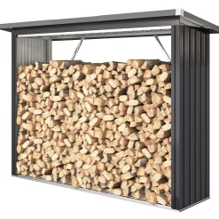 CollaHausse Houtopslag - Gegalvaniseerd Staal Donkergrijs - 213x66,5x150 Cm - Verhoogde Basis Hellend Dak