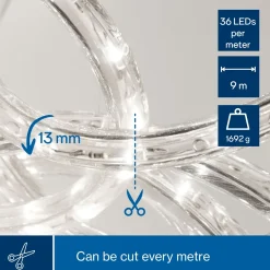 HQ-Power Led Lichtslang 9 M, 36 Leds Per Meter, Koel Wit 6500 K