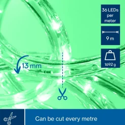 HQ-Power LED Lichtslang 9 M, 36 LEDs Per Meter, Groen