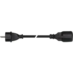 HQ-Power Verlengkabel, met krimpkous, H05RR-F 3G2.5, 3680 W, Binnen en buiten, IP44, Zwart, Rubber