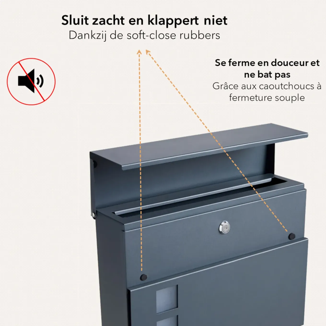 HÜSQ brievenbus - antraciet grijs - met krantenhouder