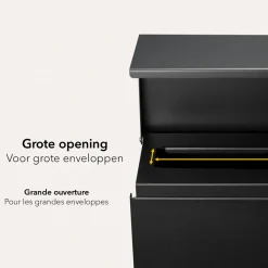 HÜSQ brievenbus - zwarte wandbrievenbus met krantenhouder