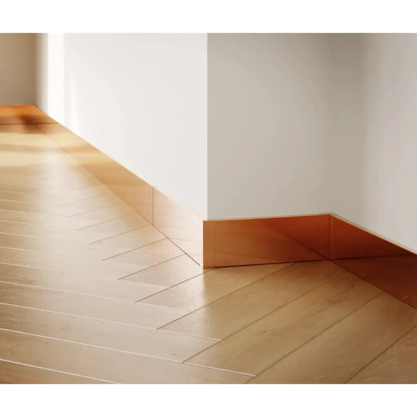 Ilcom Decoratieve Plint FC Van Roestvrij Staal 2700 mm x 60 mm - Koperen Spiegel