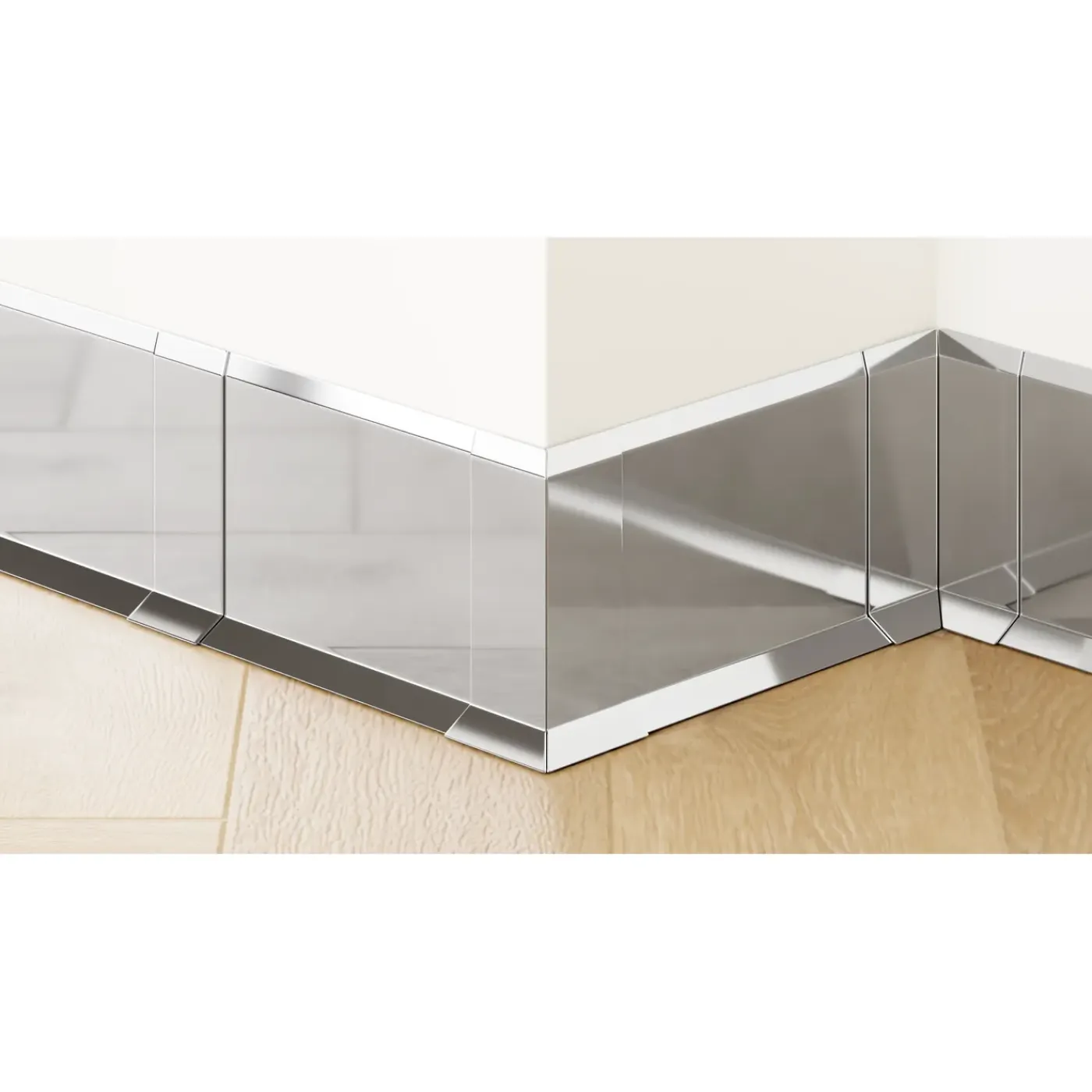 Ilcom Ceramica Ilcom externe hoek voor plint FL Gepolijst zilver- 30mm x 80mm van roestvrij staal