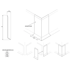Ilcom Ceramica Ilcom externe hoek voor plint FL Gepolijst zwart- 30mmx100mm van roestvrij staal