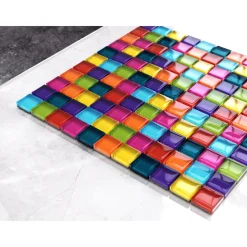 ILCOM CERAMICA Ilcom mozaïekplaat Rainbow op gaas 30 x 30 cm - gehard glas voor badkamer of keuken