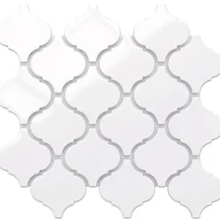 Ilcom mozaïekplaat White Arabesque op netwerk 27.5 cm x 24.3 cm - keramiek voor badkamer of keuken