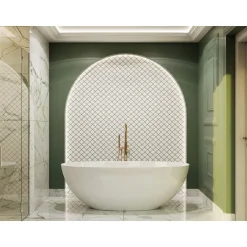 Ilcom mozaïekplaat White Arabesque op netwerk 27.5 cm x 24.3 cm - keramiek voor badkamer of keuken