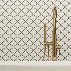 Ilcom mozaïekplaat White Arabesque op netwerk 27.5 cm x 24.3 cm - keramiek voor badkamer of keuken