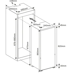 Inbouwkoelkast 88CM CLAI 54S088F001