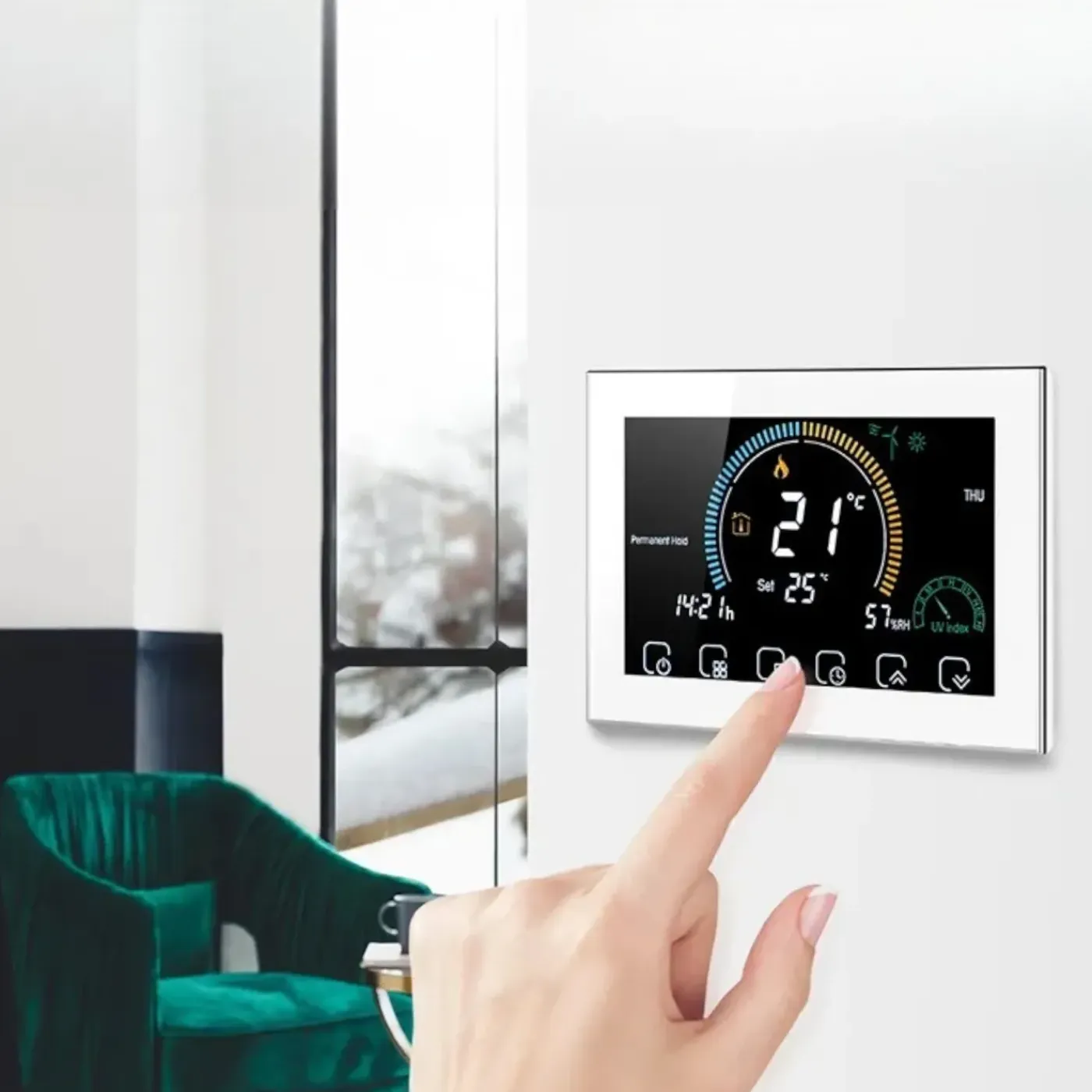 Smartlife Domotica Inbouw Thermostaat Voor Centrale Verwarming Met Touchscreen En Spraakbesturing Via App