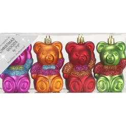 Inge Christmas Kerstballen - Beertjes - 4x - Gekleurd - 8 Cm