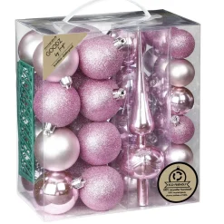 Inge Christmas Kerstballen -39-dlg- Roze - Kunststof - Met Piek