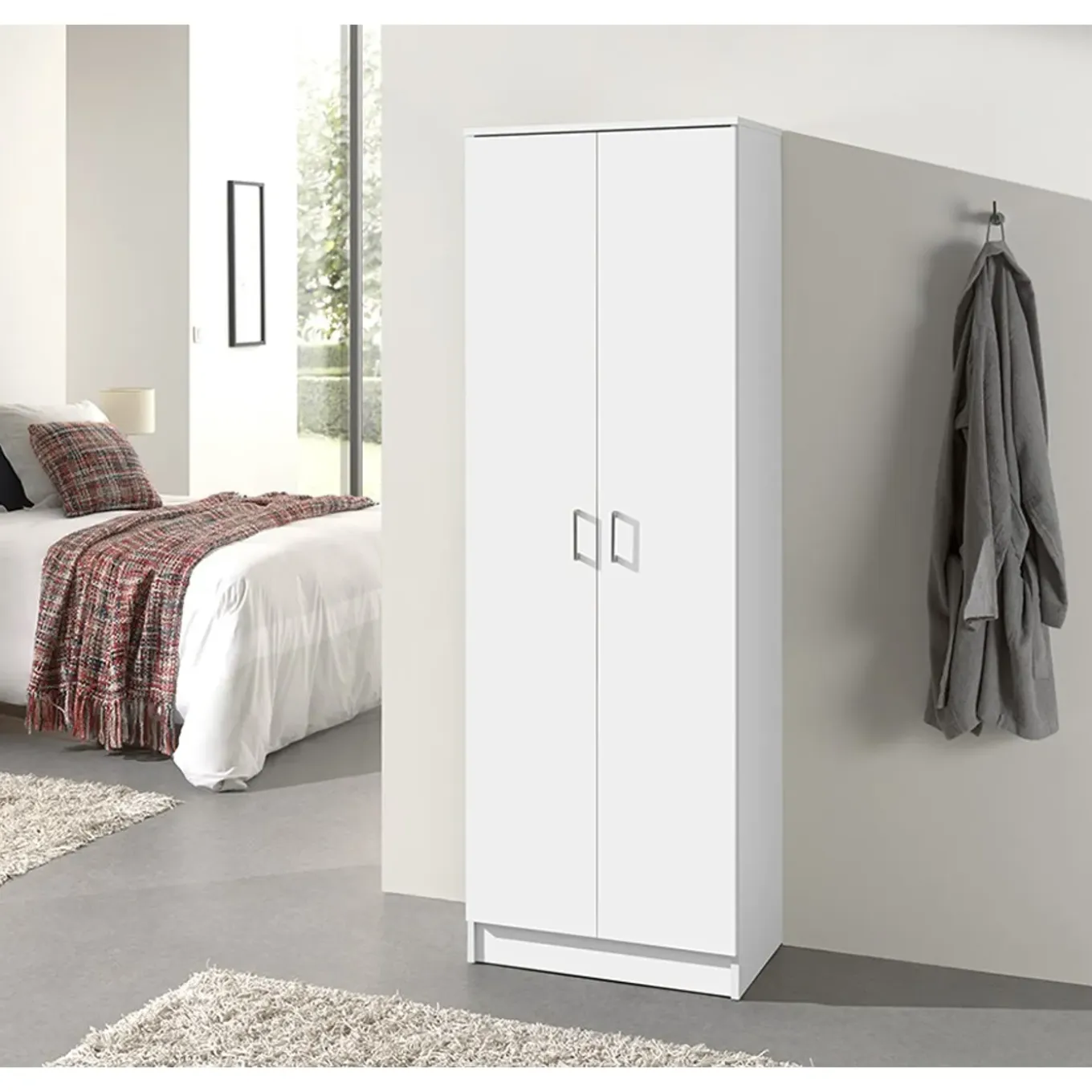 Interiax Kledingkast 'amelie' - Wit - 2 Deurs - 180x60x40 Cm