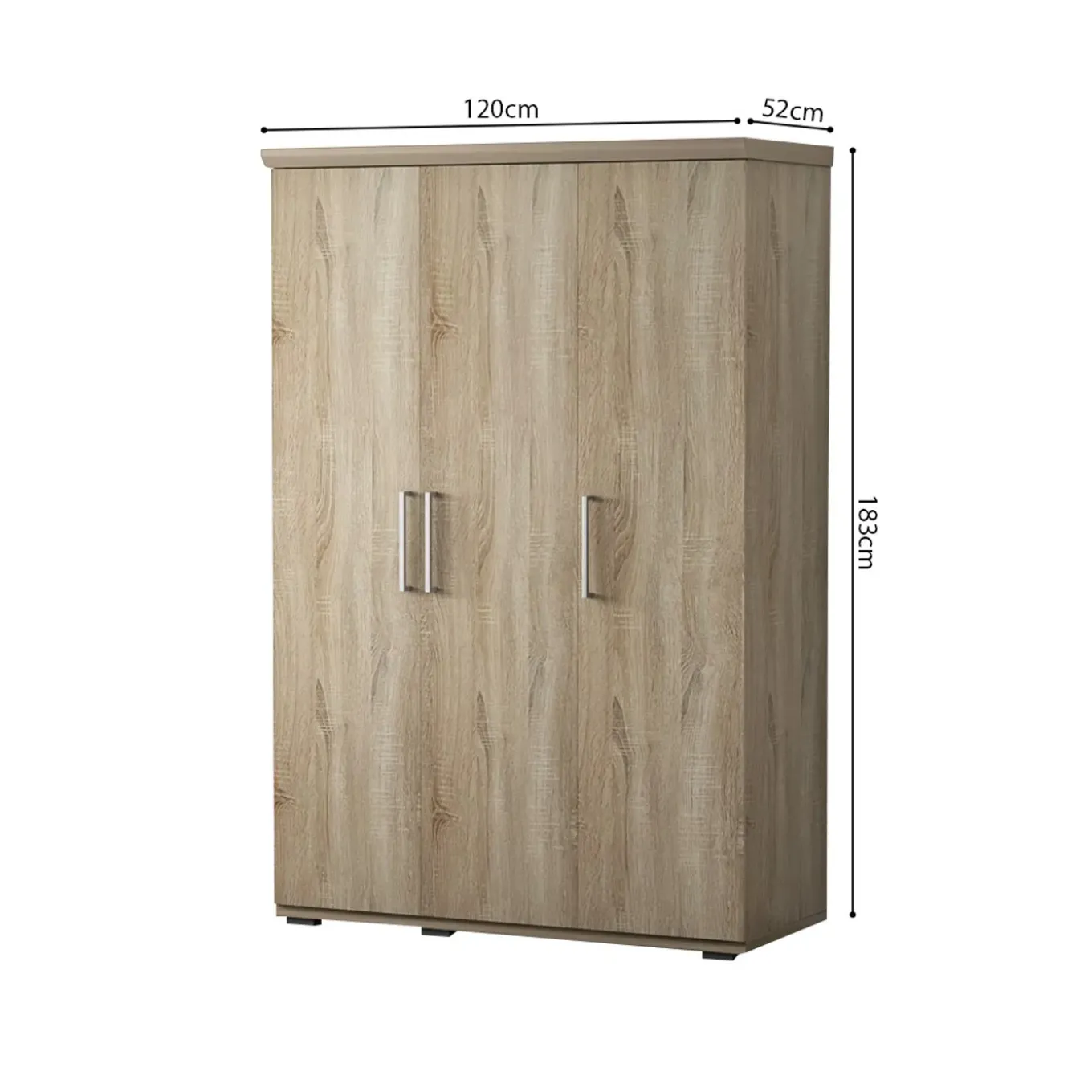 Interiax Kledingkast 'mila' - Sonoma Eik - 3 Deurs - 183x120x52cm