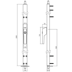 Intersteel Deurespagnolet Afsluitbaar Rechts 2200mm Met Uitwisselbare Cilinder Ral 9010 Wit
