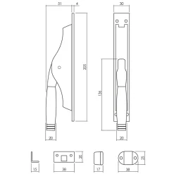 Intersteel Pomp-espagnolet Ton 222 Met Stangenset 2x 1250 Mm Nikkel/ebbenhout