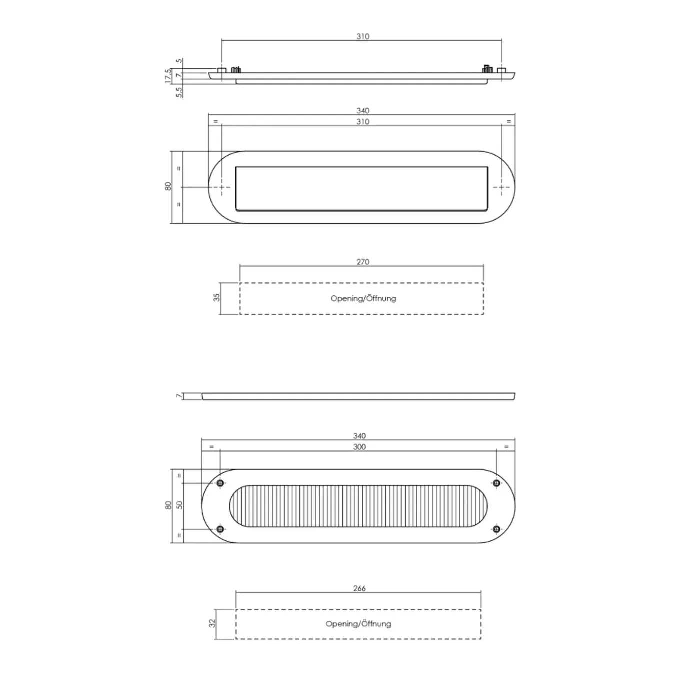 Intersteel Set Briefplaat En Tochtwering Ovaal Structuur Zwart