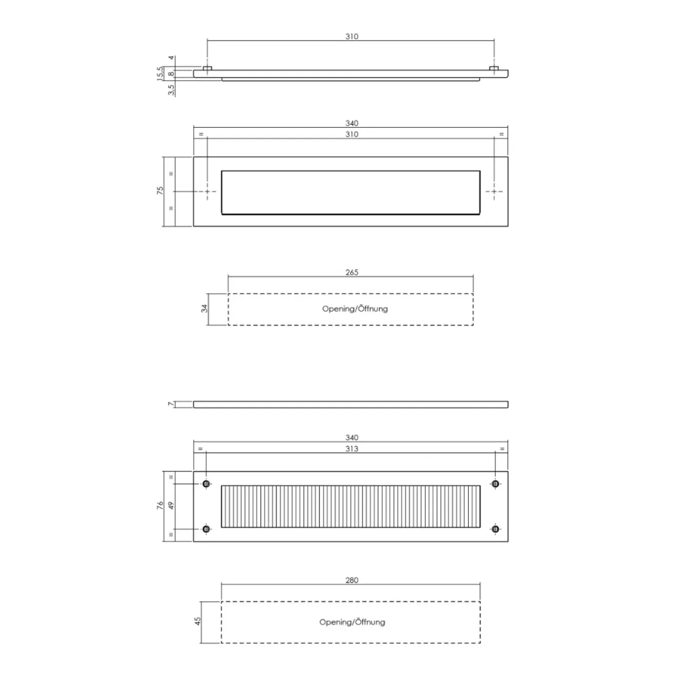 Intersteel Set Briefplaat En Tochtwering Rechthoekig Rvs