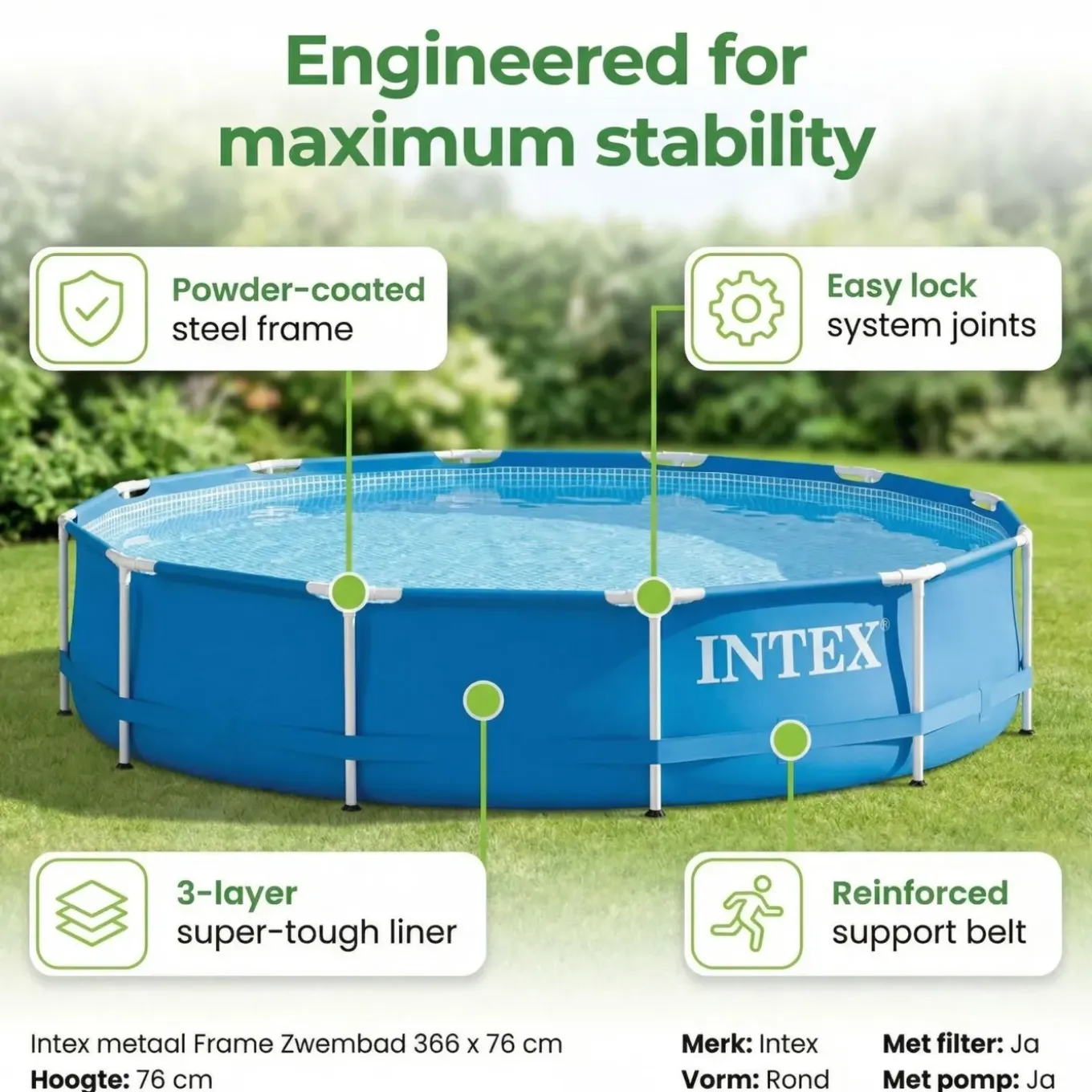 Intex Frame Zwembad Rond - 366x76 Cm - 7-delig S191