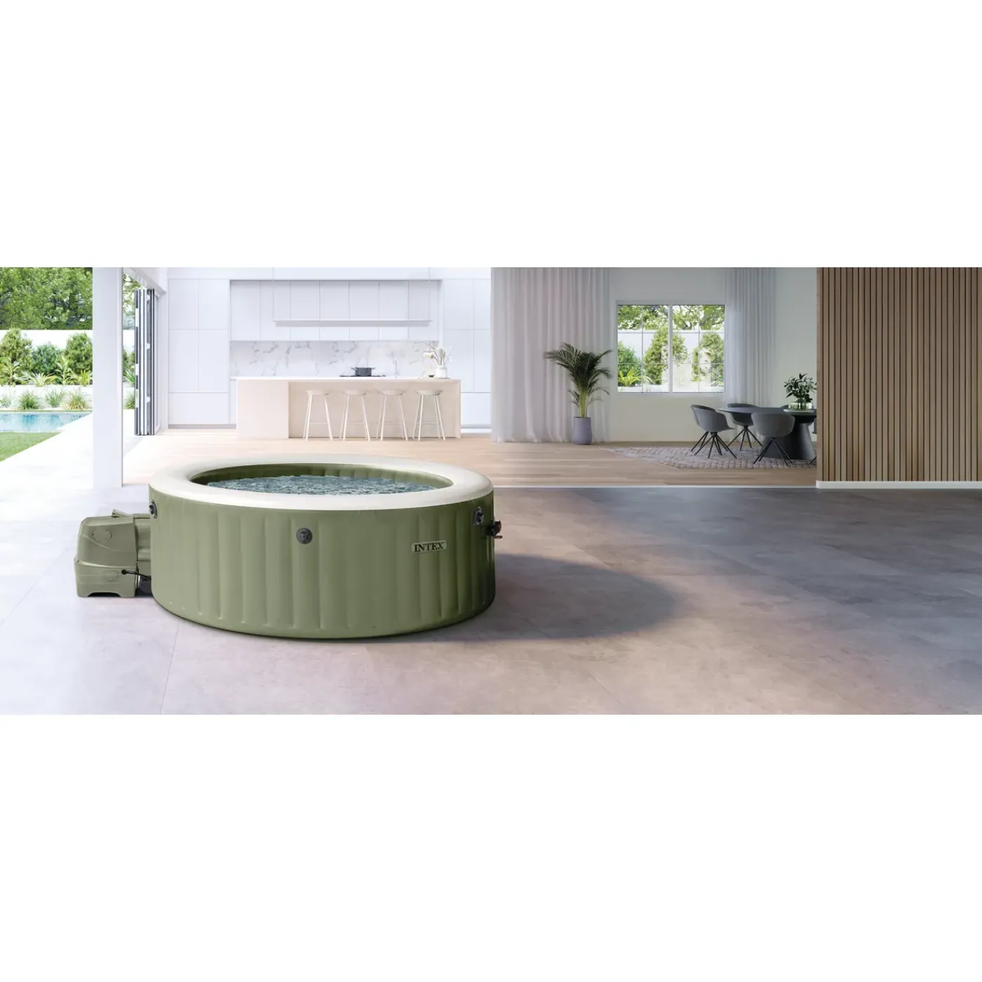 Intex PureSpa Opblaasbare Spa - 1098L - 6 Personen - Olijfgroen - 216x216x71cm