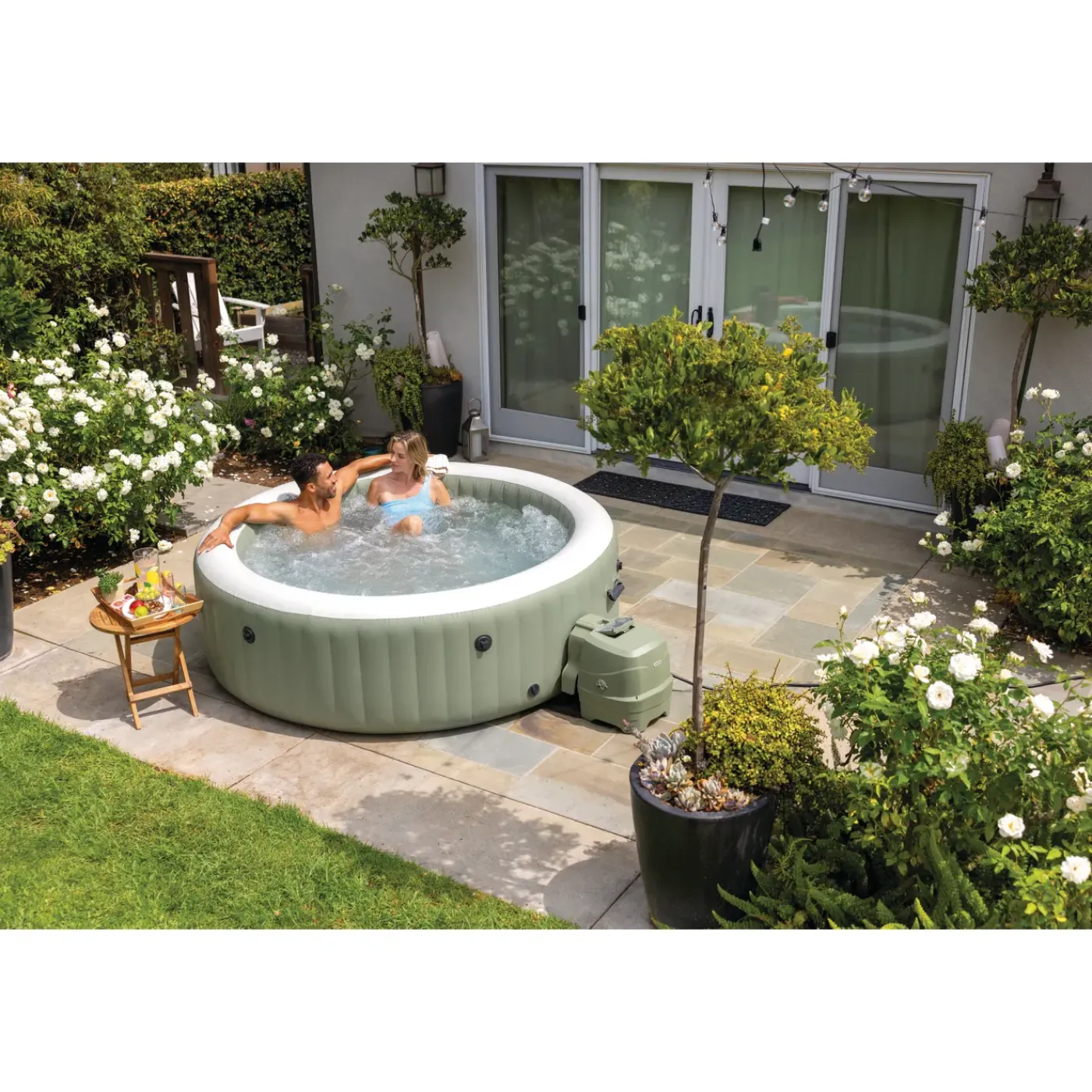 Intex PureSpa Opblaasbare Spa - 1098L - 6 Personen - Olijfgroen - 216x216x71cm