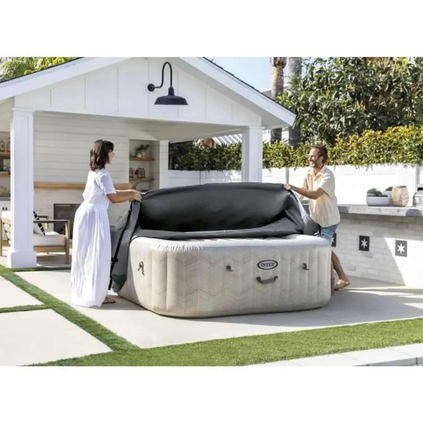 Intex Thermische Dekking Purespa Vierkant 4 Plaatsen Voorkomt Warmteverlies