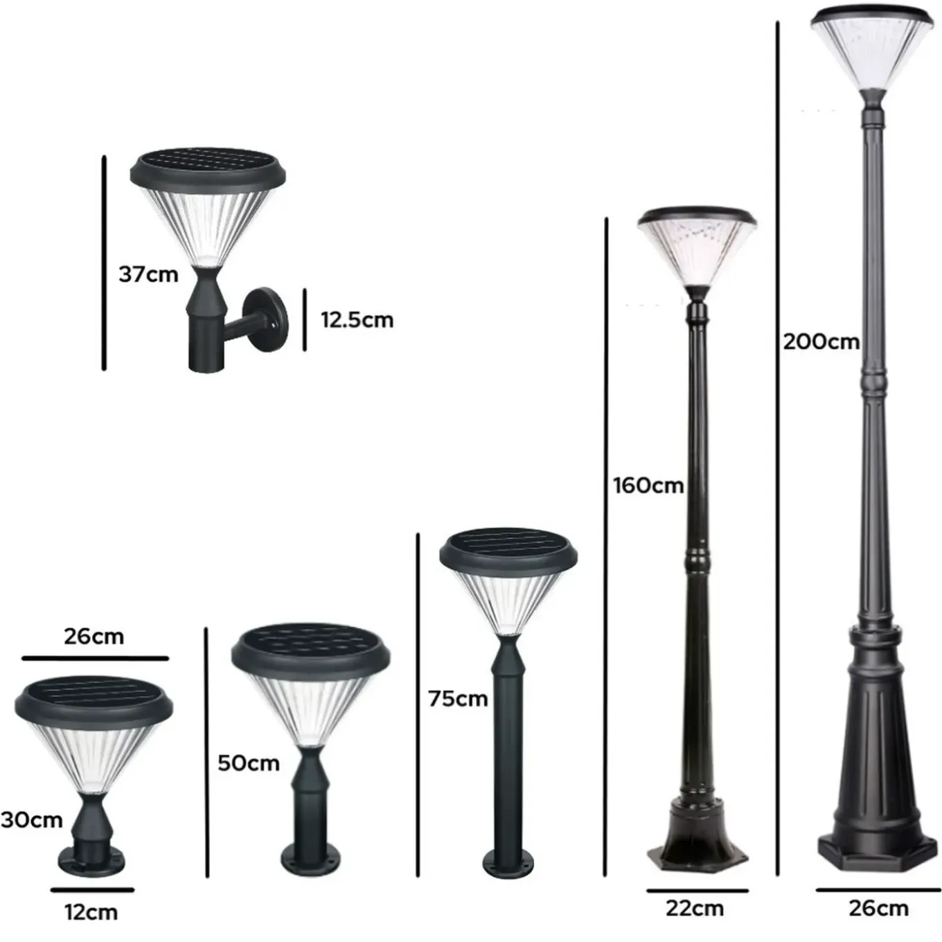 Iplux Solar Wandlamp Paris 37cm - Hoge Kwaliteit Solar Tuinverlichting - Brandduur 15 Uur