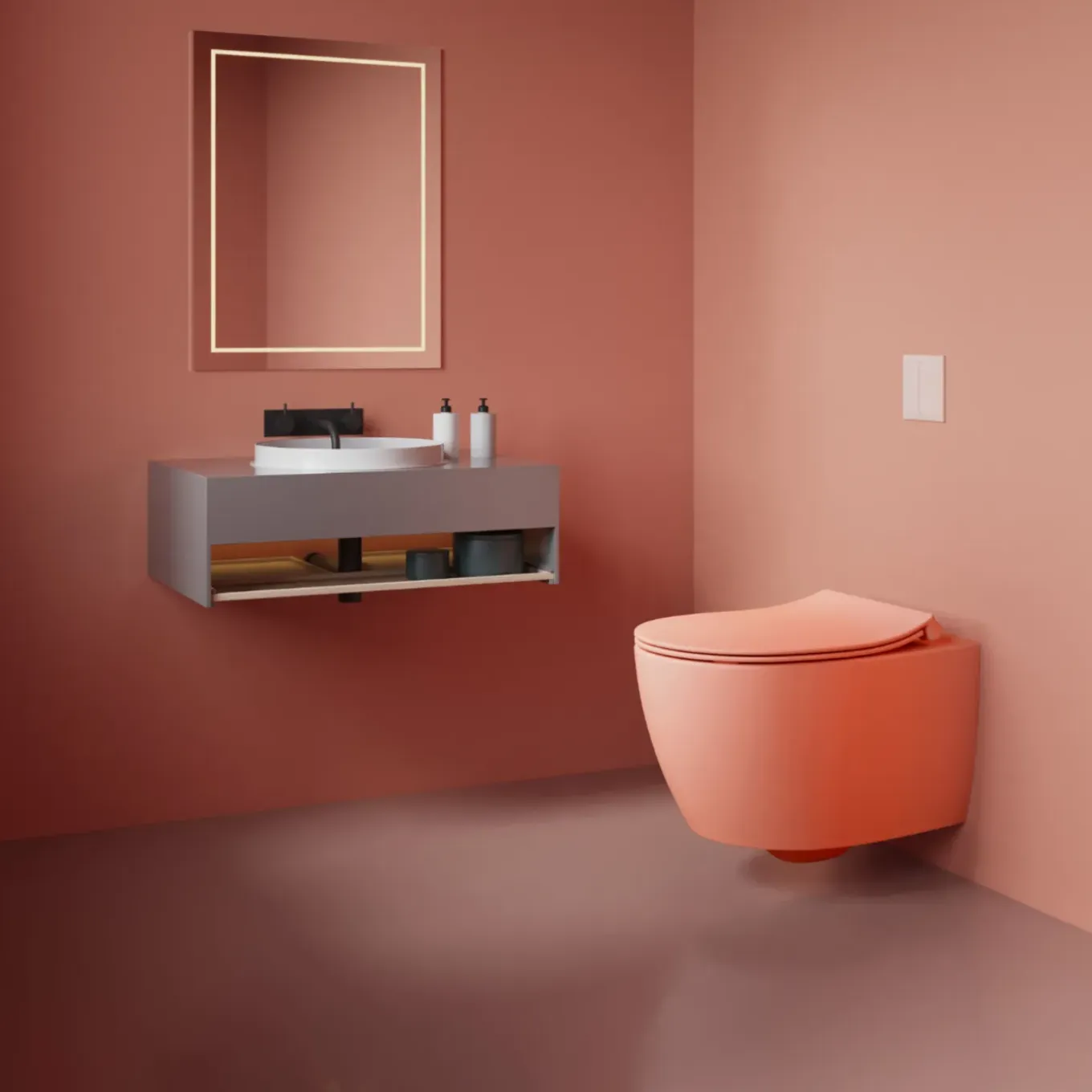 Isvea Sentimenti Hangtoilet Met Bidetfunctie - Randloos - Zalmroze