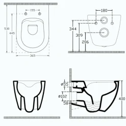 Isvea Sentimenti Hangtoilet - Randloos - 36 - 5x53 Cm - Mat Bordeaux