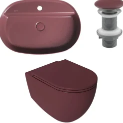 Isvea Sentimenti Hangtoilet - Randloos - 36 - 5x53 Cm - Mat Bordeaux