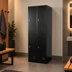 Ivol Ivol Metalen Lockerkast Zwart - 60x185x45 Cm - 4 Deurs