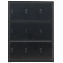 Ivol Lockerkast Met Digitaal Cijferslot - Zwart - 112x42x150 Cm - 9 Lockers