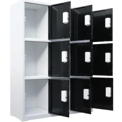 Ivol Lockerkast Met Digitaal Cijferslot - Zwart/wit - 112x42x150 Cm - 9 Lockers